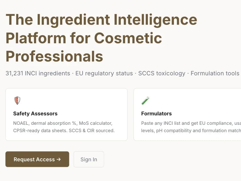 ingredient.cloud — EU regulatory status, SCCS toxicology and CPSR data for cosmetic ingredients